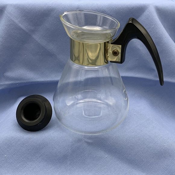 Vtg MCM Corning Ware Small Heat Proof Glass Coffee Carafe Tea Pot 2 Cups Clear - Picture 3 of 12